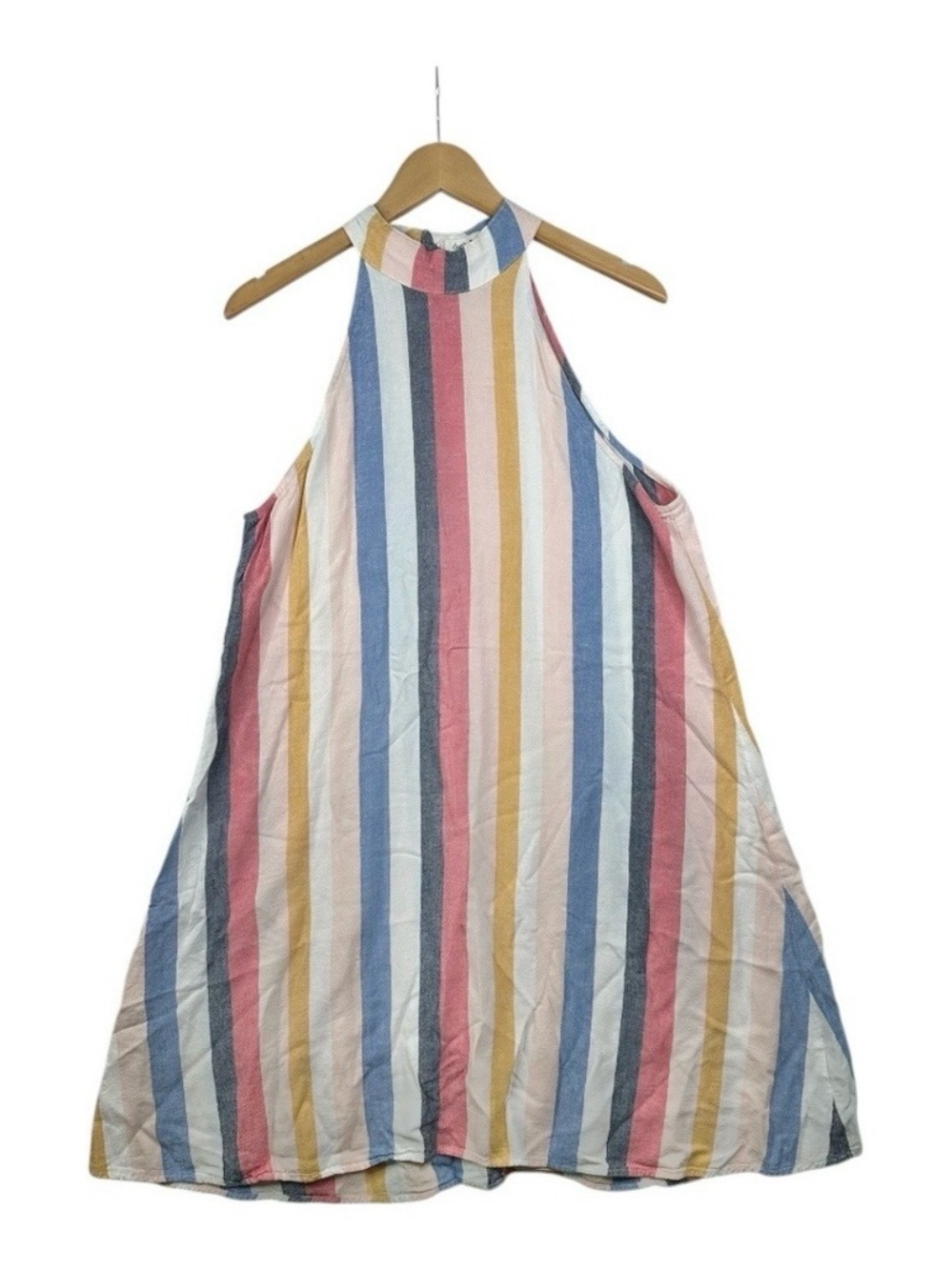 CLOTH & STONE ANTHROPOLOGIE striped linen blend halter dress - Picture 10 of 10